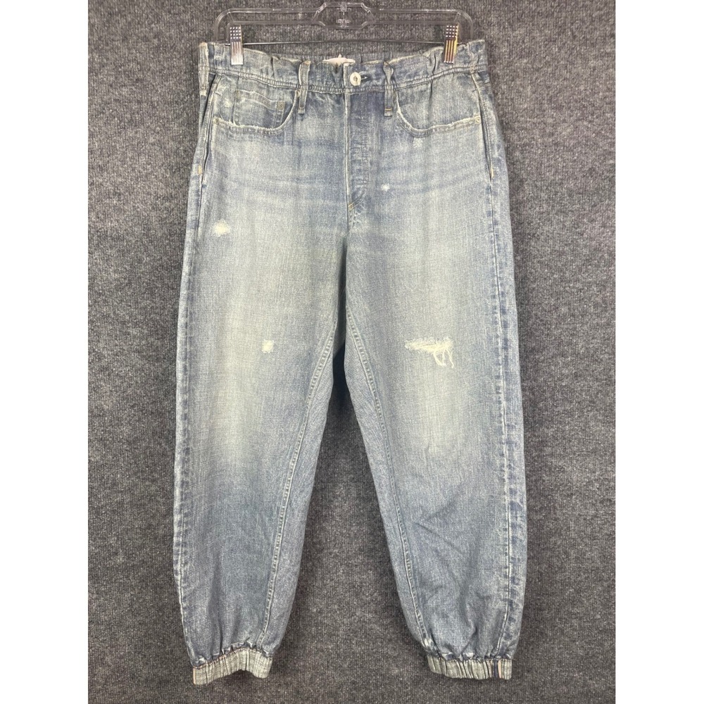Rag & Bone Miramar Joggers Women Large Blue Good Distressed Denim Print Pants